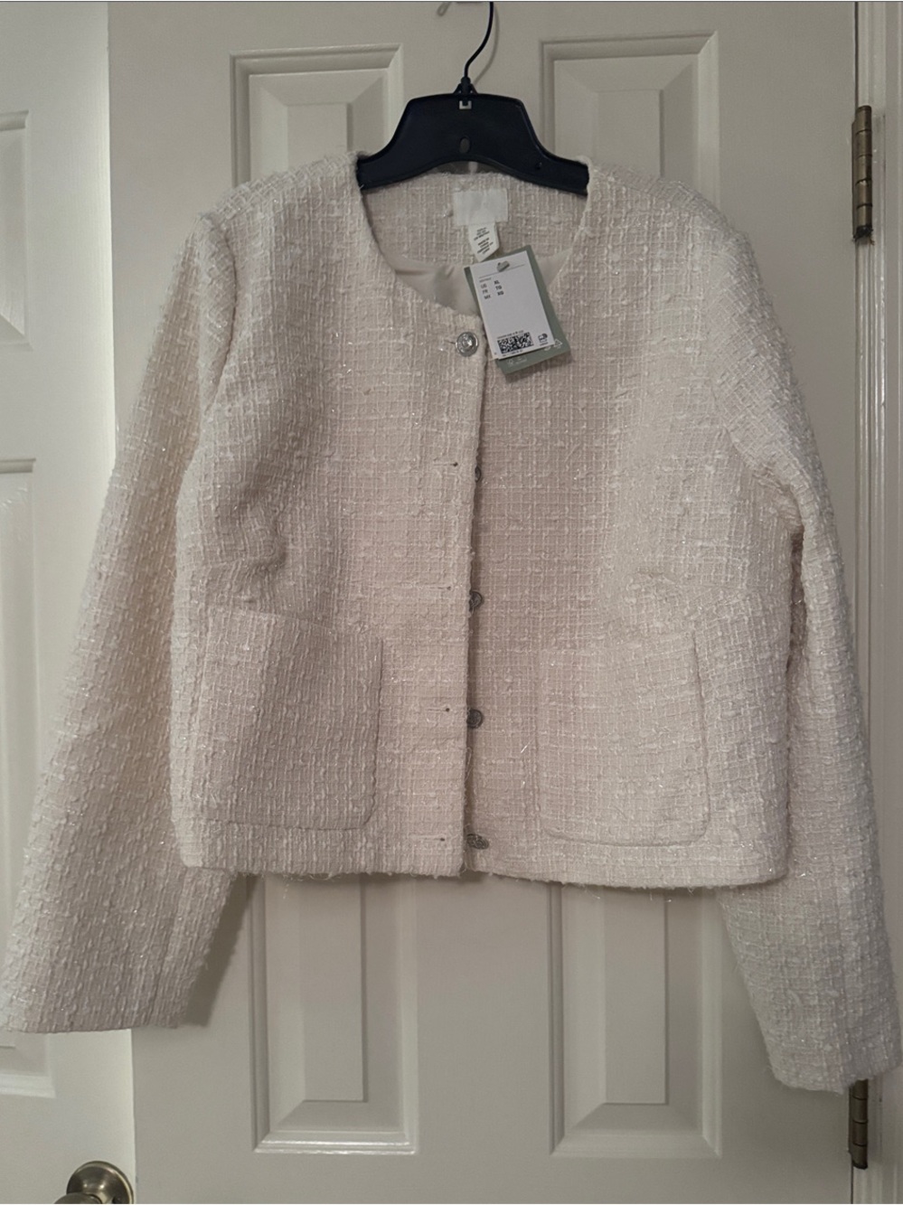 Women’s H&M Cream Bouclé Jacket with Sparkle